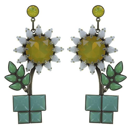 image pour Clou d'oreille pendant Sunflower Jaune / Blanc / Vert  size XL