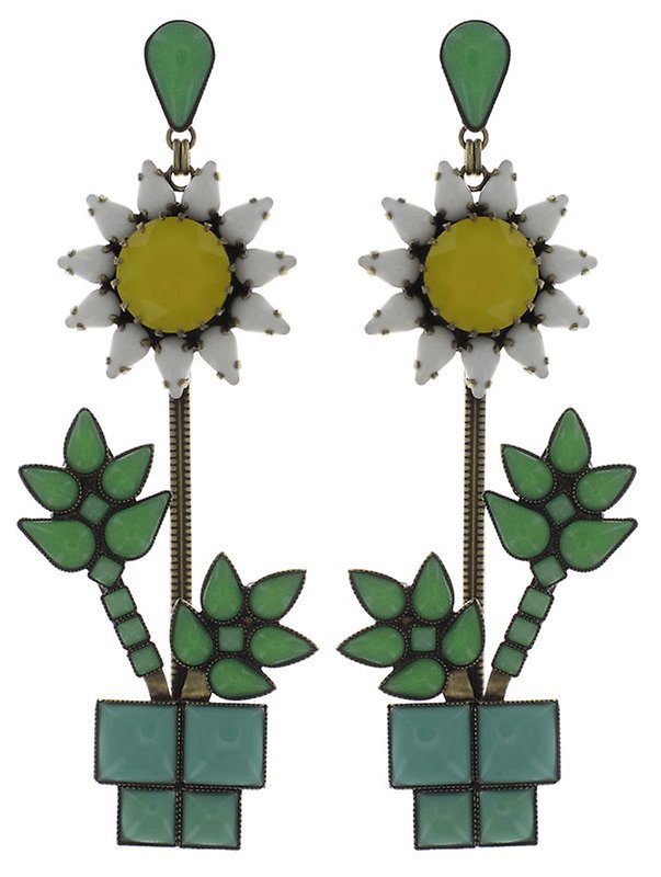 Bild für Ohrstecker baumelnd Sunflower Gelb / Weiß / Grün  Größe L