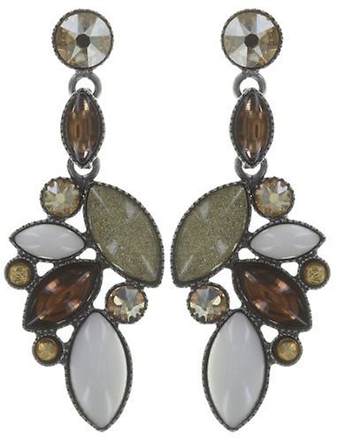 image for Earring Stud Dangling Dance with Navette Brown  