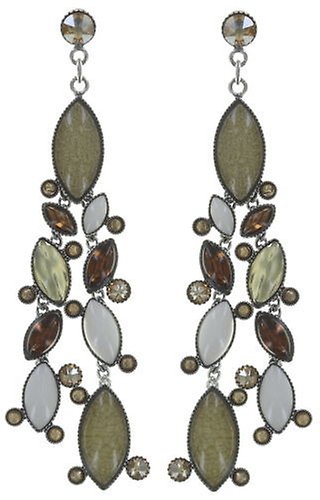 image for Earring Stud Dangling Dance with Navette Brown  