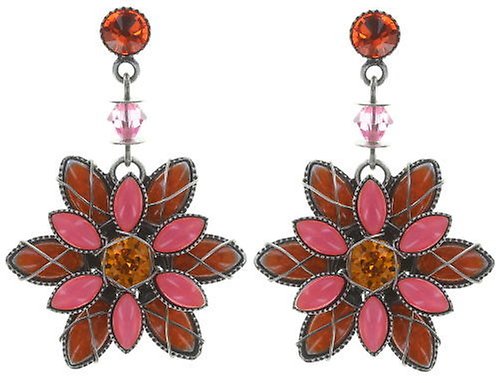 image pour Clou d'oreille pendant Psychodahlia Rose / Orange  size S