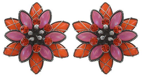 Bild für Ohrringe mit Clip Psychodahlia Pink / Orange  Größe M