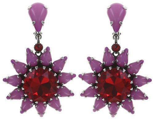 image for Earring Clip Dangling Sunflower Red / Pink  size L