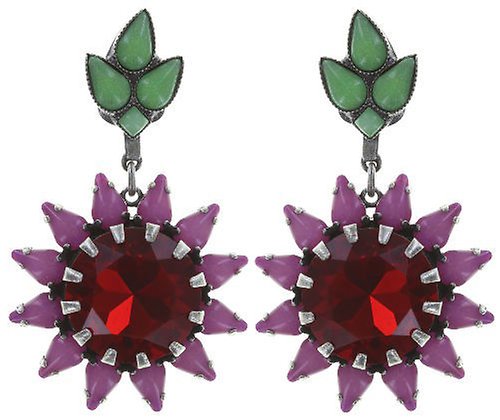 Bild für Ohrstecker baumelnd Sunflower Rosa / Grün  Größe XL