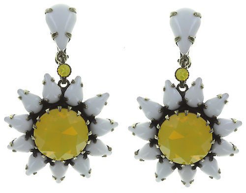 image pour Boucle d'oreille Clip pendante Sunflower Jaune / Blanc  size L