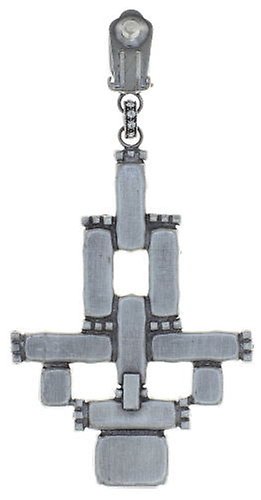 image for Earring clip dangling Empire States Incas White  