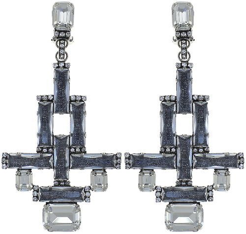 image for Earring clip dangling Empire States Incas White  