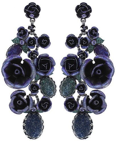image for Earring Stud Dangling They Call Me The Wild Rose Blue / Lila  
