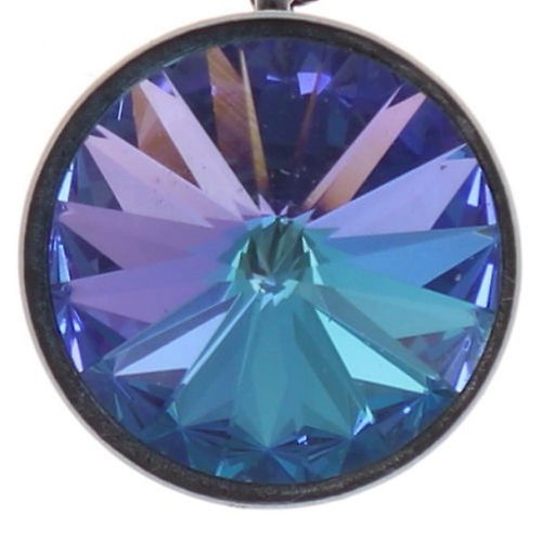 image for Necklace pendant Rivoli Blue / Green aquamarine vitrail light 