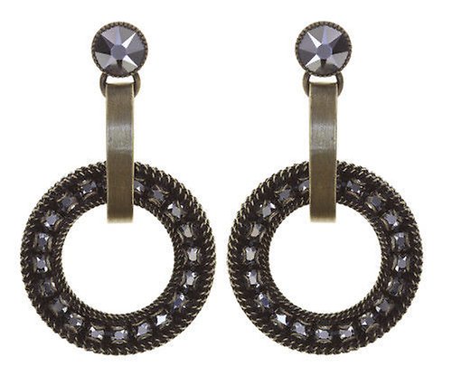 image for Earring stud dangling Rock 'n' Glam Grey crystal lt.chrome 