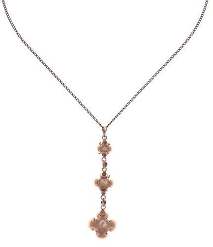 image for Necklace Pendant (Long) Petit Fleur de Bloom Pink Delight Pink 