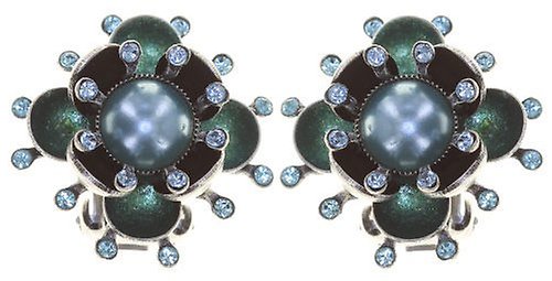 image pour Boucles d'oreilles Clip Petit Fleur de Bloom Sorbét Menthe Blue 