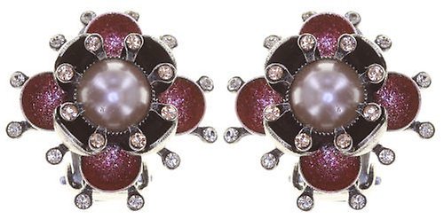 image pour Boucles d'oreilles Clip Petit Fleur de Bloom Baiser Rosé Beige 