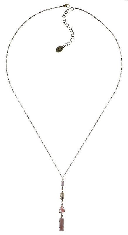 image for Necklace Pendant (Long) Mix the Rocks Crystal Blush Beige 