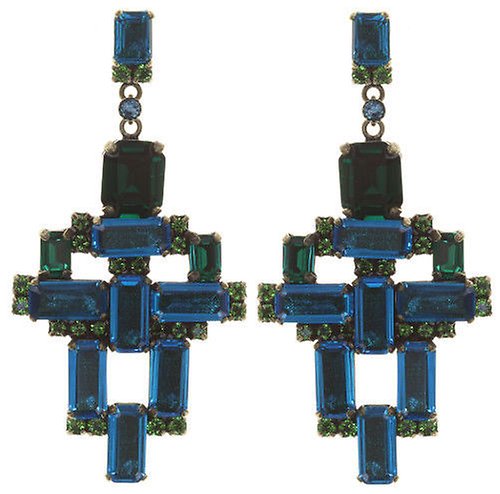 Kép Earring stud dangling Empire States Incas Blue / Green  