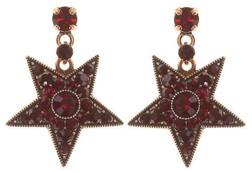 image for Earring stud dangling Dancing Star Red  size M