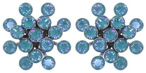 image for Earring stud Magic Fireball Water Turquoise crystal laguna de lite Classic Size (21mm Ø)