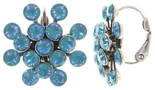 image for Earring Eurowire Magic Fireball Water Turquoise crystal laguna de lite Classic Size (21mm Ø)