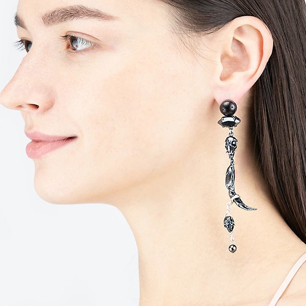 image for Earring Stud Dangling Spell on You Gun Metal / Lt. Antique Silver  