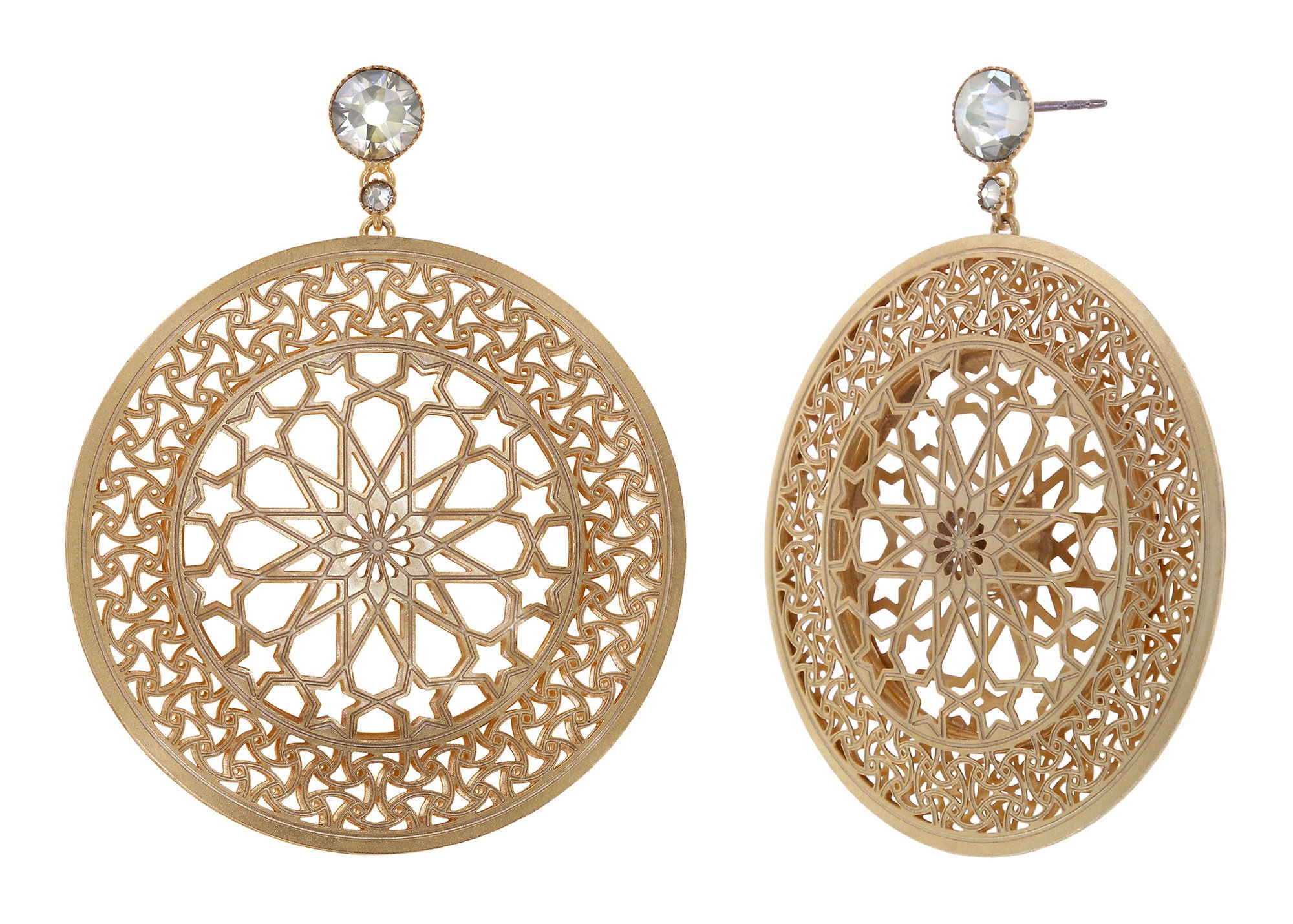 image for Earring Stud Dangling Shades of Light Gold  size L