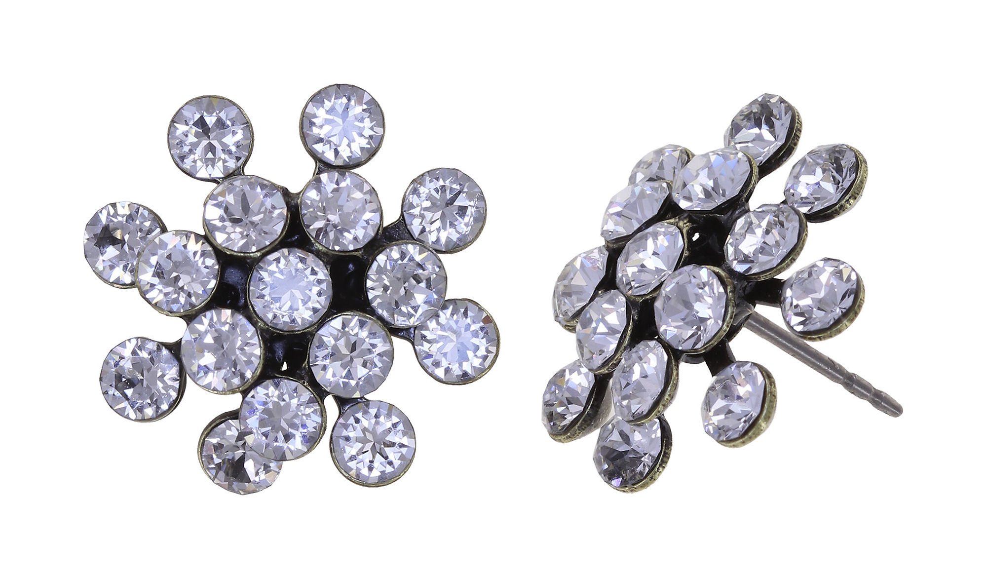 image for Earring stud Magic Fireball Crystal Clear white mini