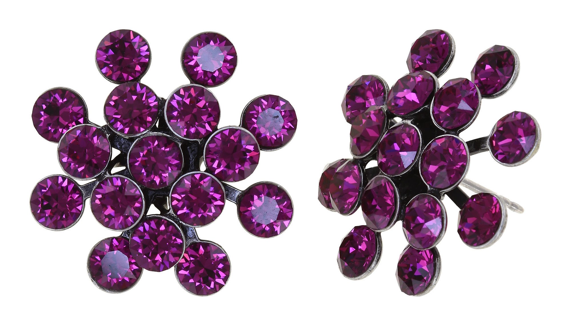 image for Earring Stud Magic Fireball Dark Rose fuchsia Classic Size (21mm Ø)
