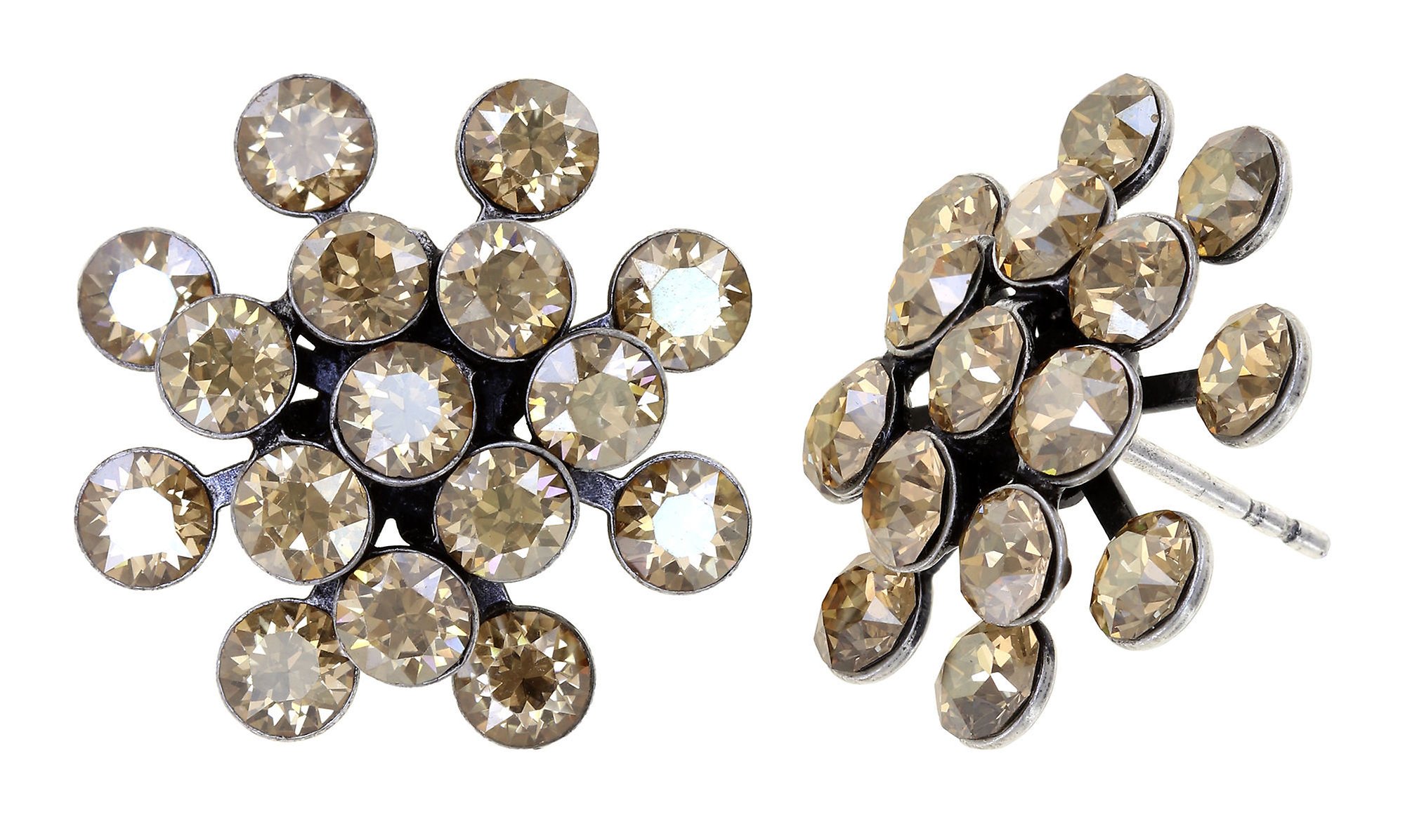 image for Earring stud Magic Fireball Beige crystal golden shadow Classic Size (21mm Ø)