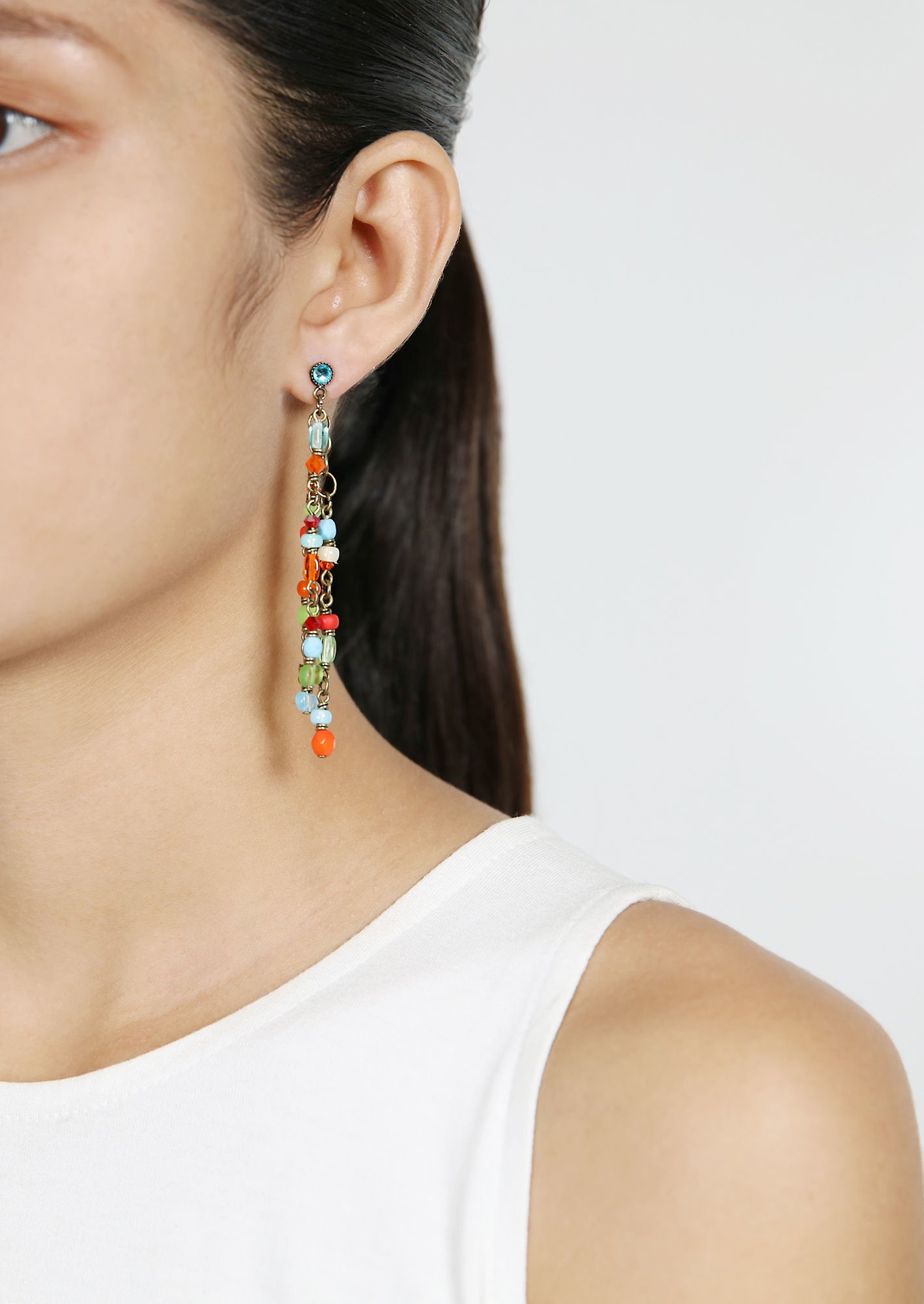 image for Earring stud dangling Petit Glamour d´Afrique Multi Melon Blue multi 