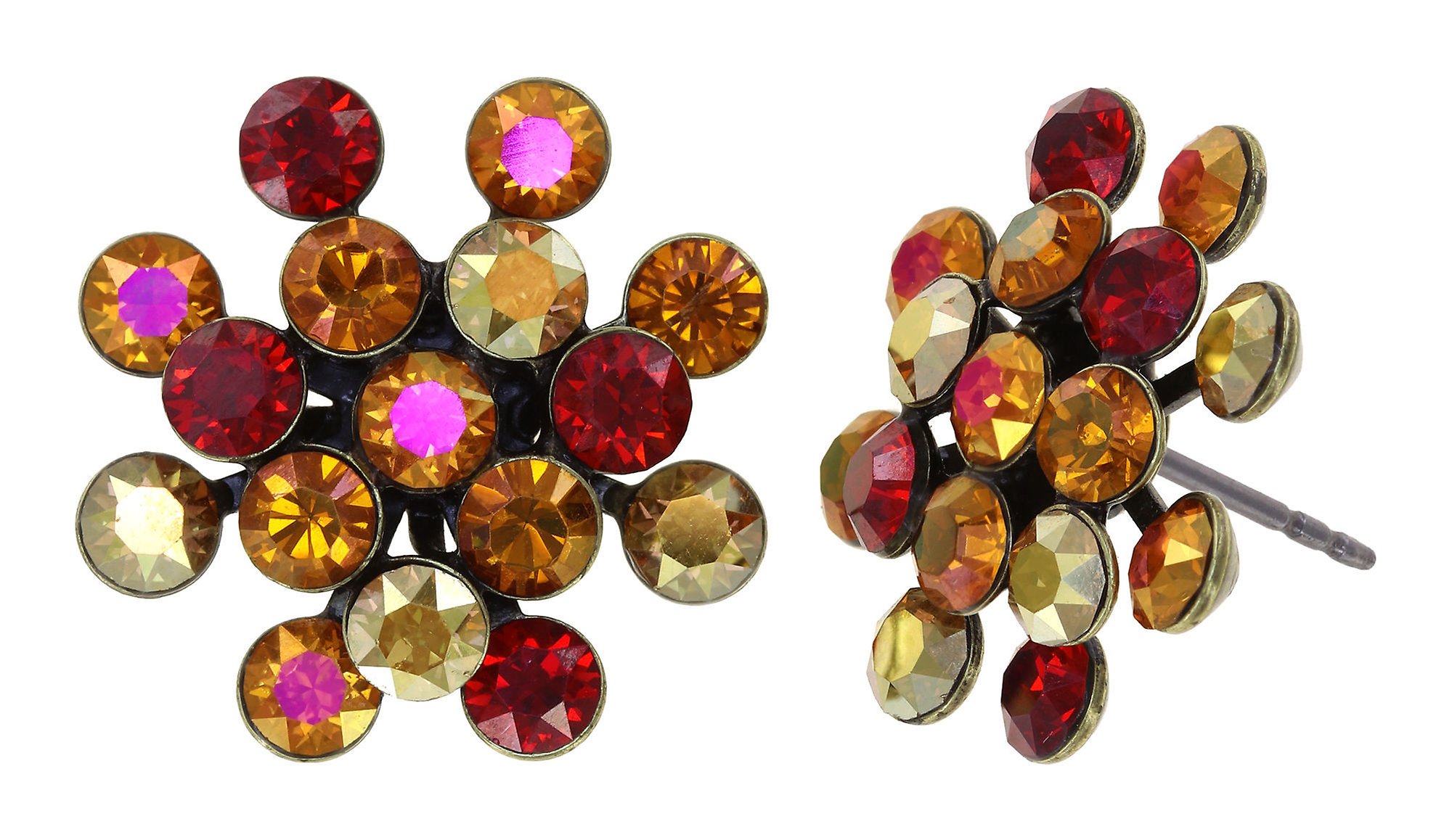 image for Earring Stud Magic Fireball Amber Love Reddish Brown Classic Size (21mm Ø)