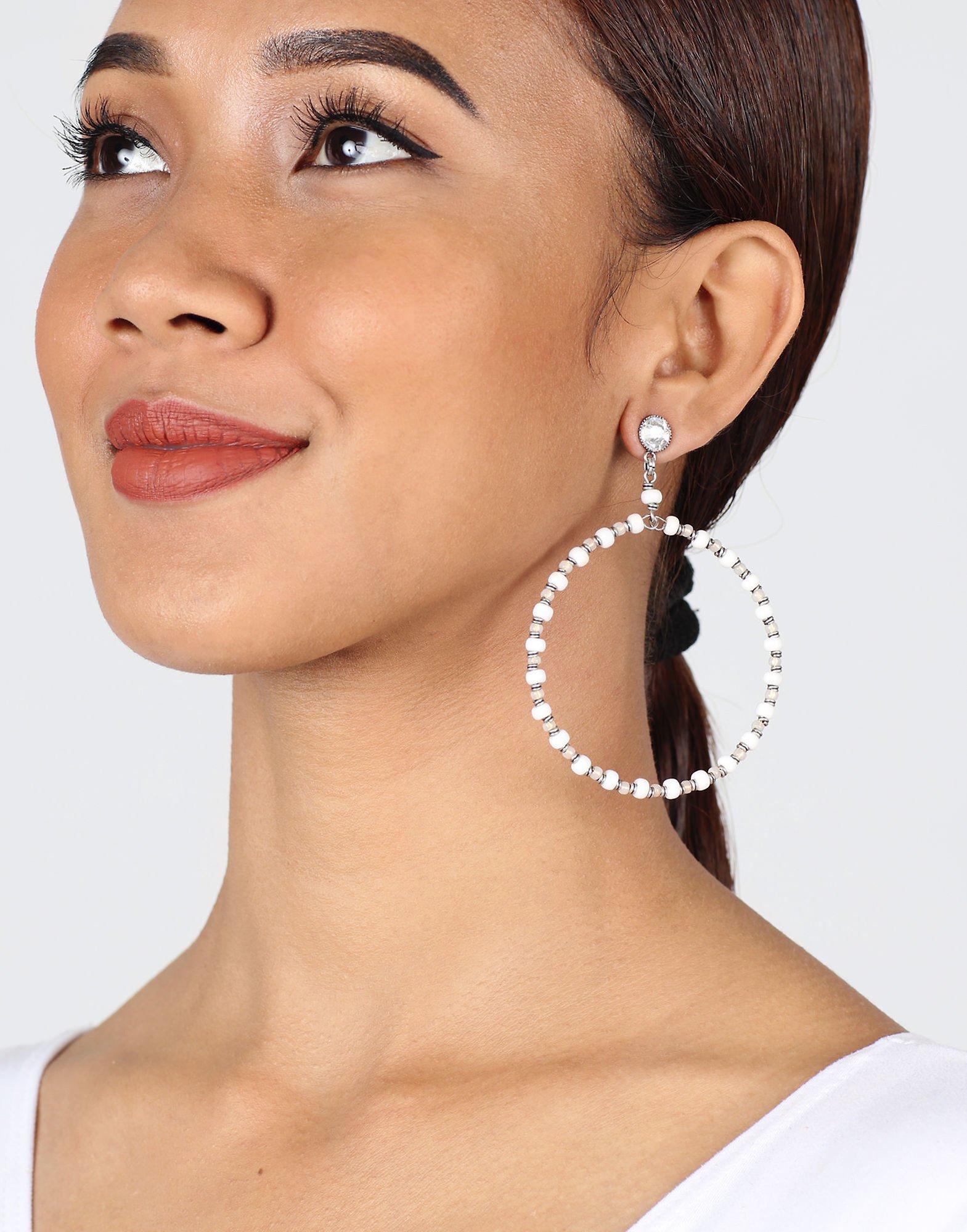 image pour Clou d'oreille pendant Hippie Blanc Vanille white 