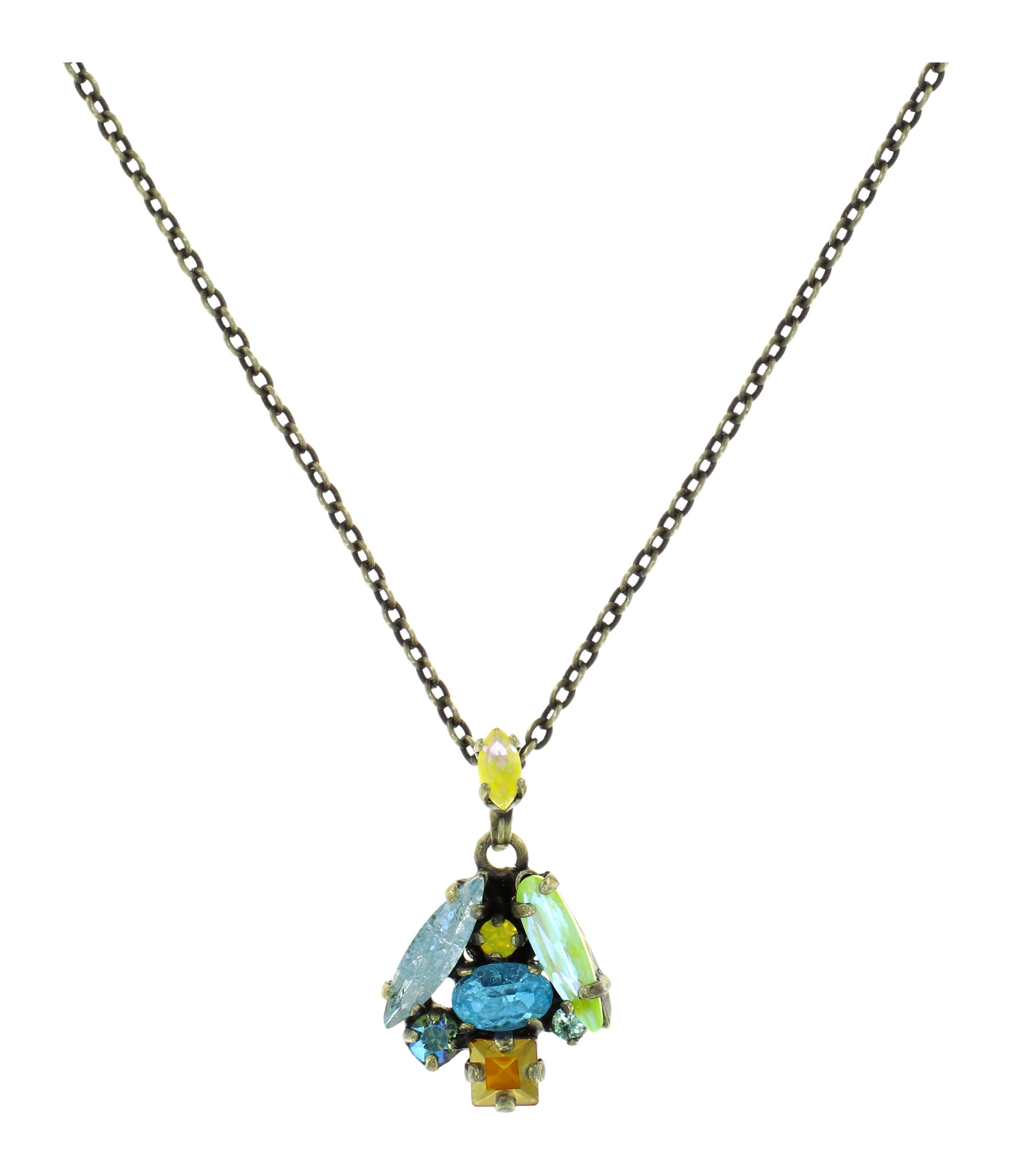 image pour Collier pendant Abegail Verts D'eau blue/yellow 
