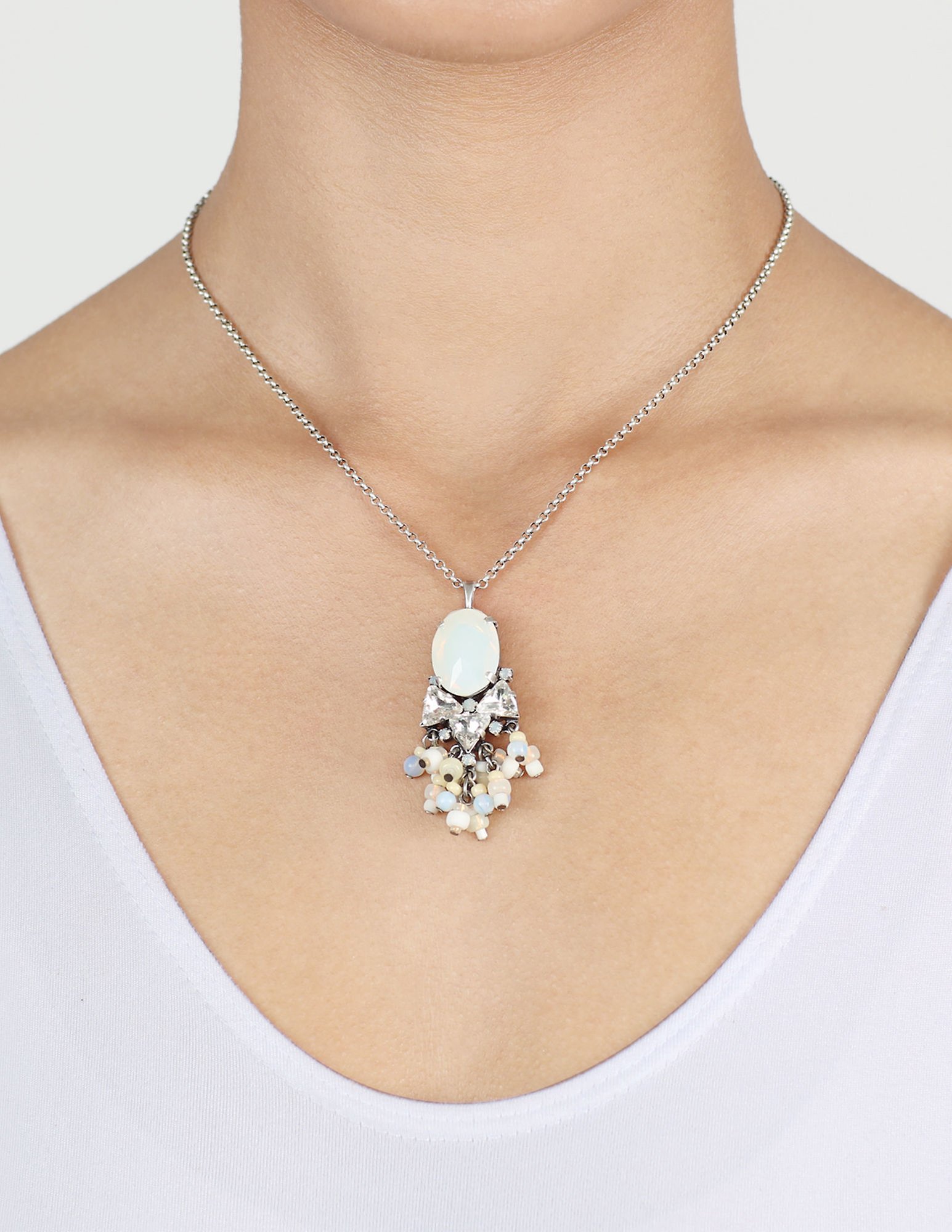 image pour Collier pendant Hippie Blanc Vanille white 