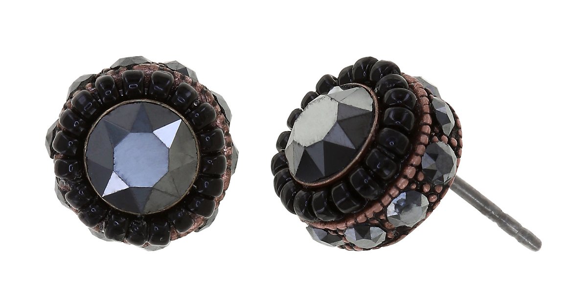 Orecchini Konplott Viola Collezione Black Jack – Con Cristalli Swarovski, Diametro 0,5 Cm, Ottone