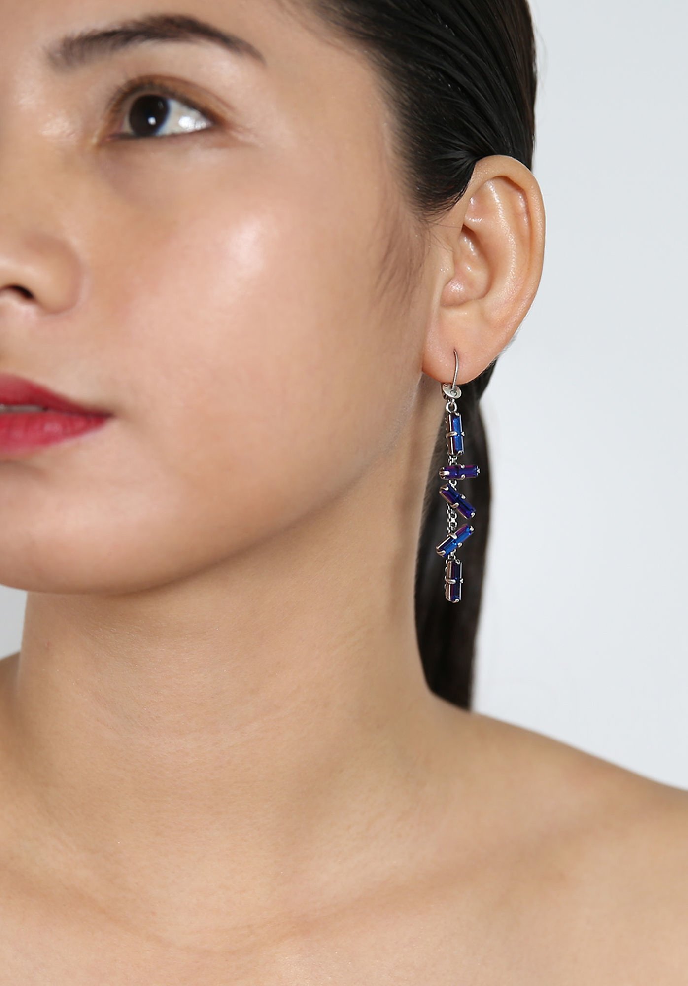 image pour Boucles d'oreilles pendantes Jumping Baguette Violet Feu pink/lila 