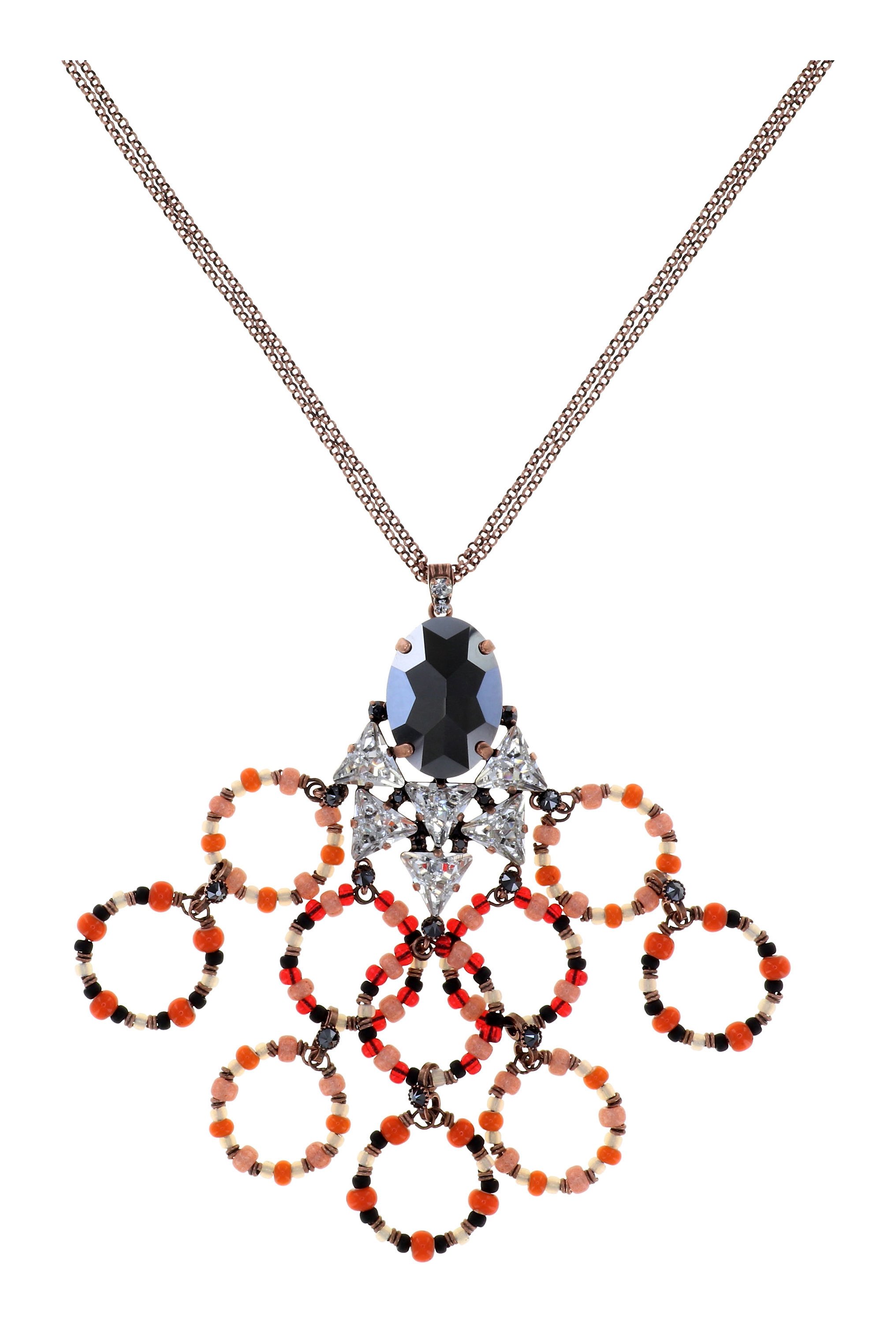 image for Necklace Pendant (Long) Hippie Earthy Spice black/red 