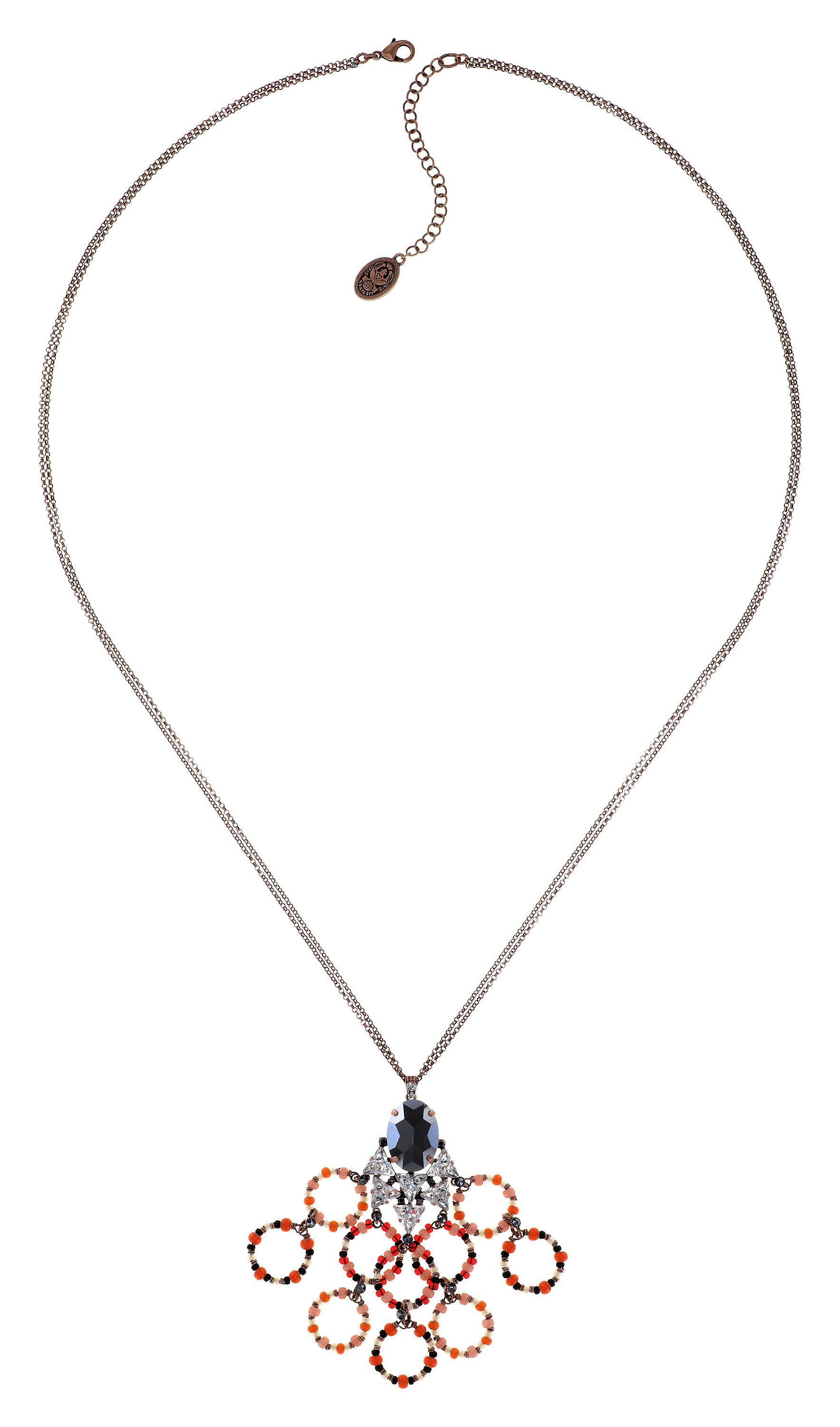 image for Necklace Pendant (Long) Hippie Earthy Spice black/red 