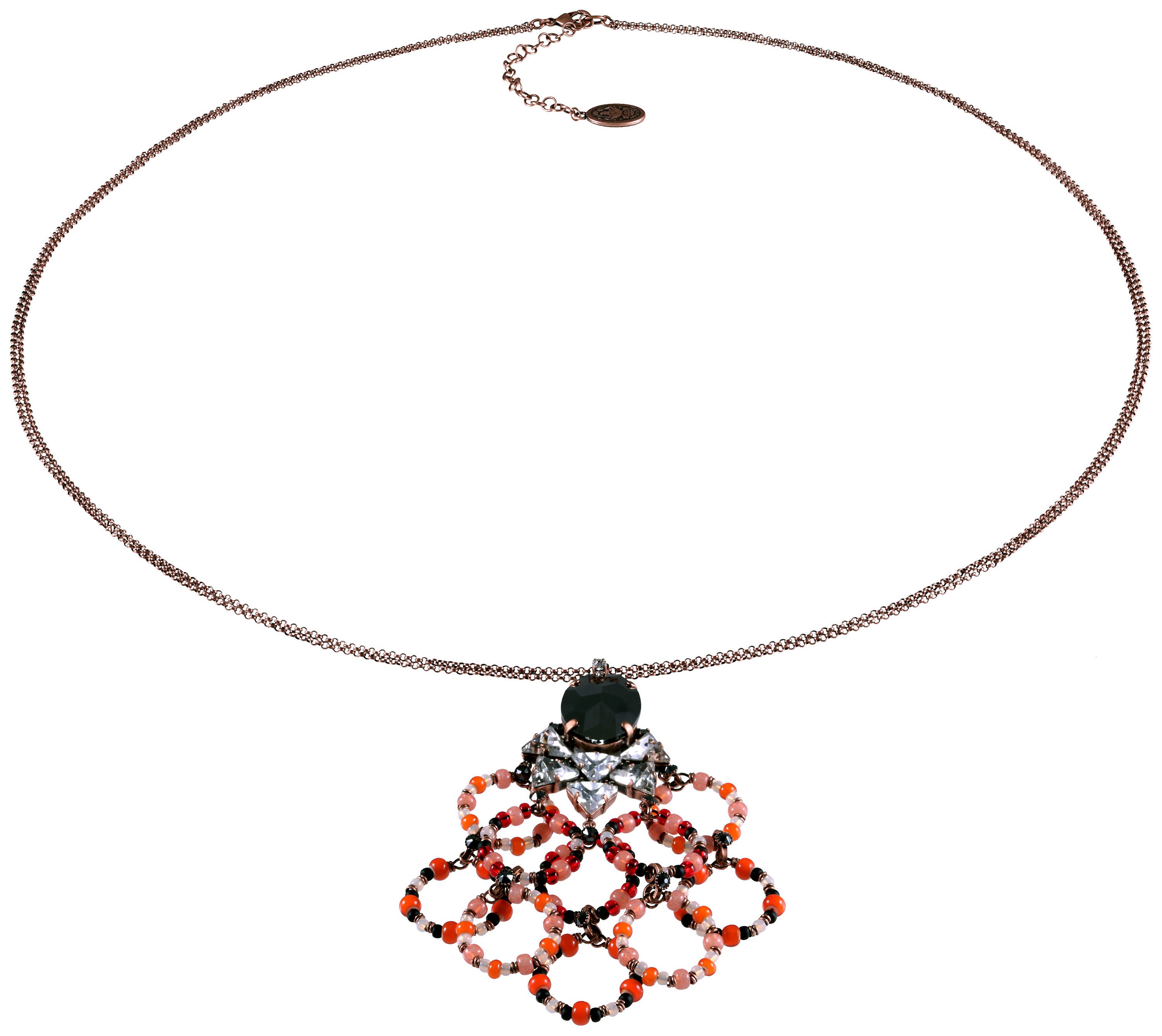 image for Necklace Pendant (Long) Hippie Earthy Spice black/red 