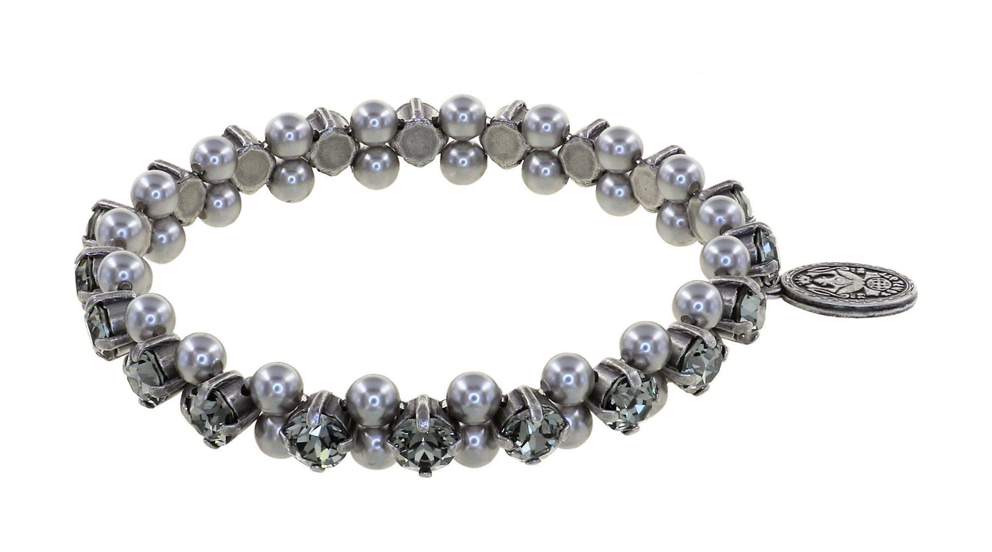 image for Bracelet Elastic Pearl Shadow Grey black diamond medium