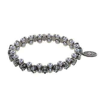 image for Bracelet elastic Pearl Shadow grey black diamond medium