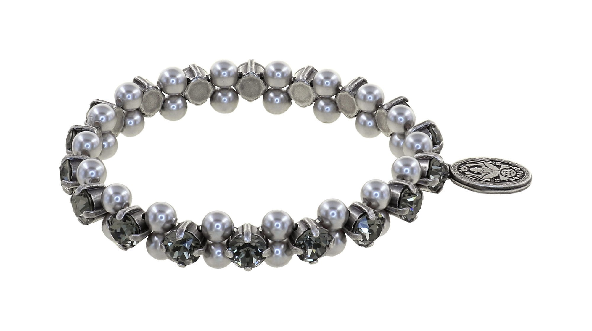 image for Bracelet Elastic Pearl Shadow Grey black diamond small