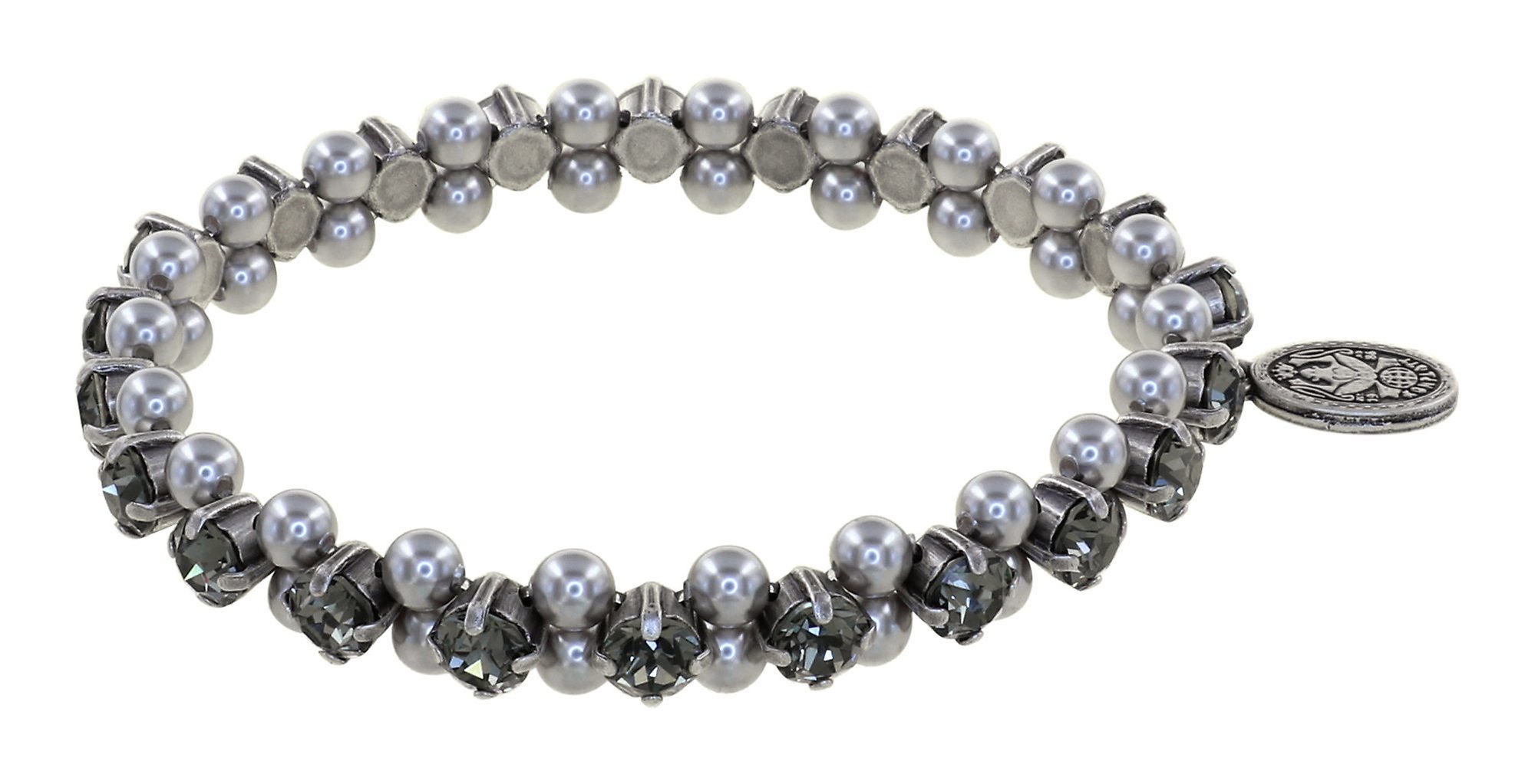image for Bracelet Elastic Pearl Shadow Grey black diamond Big