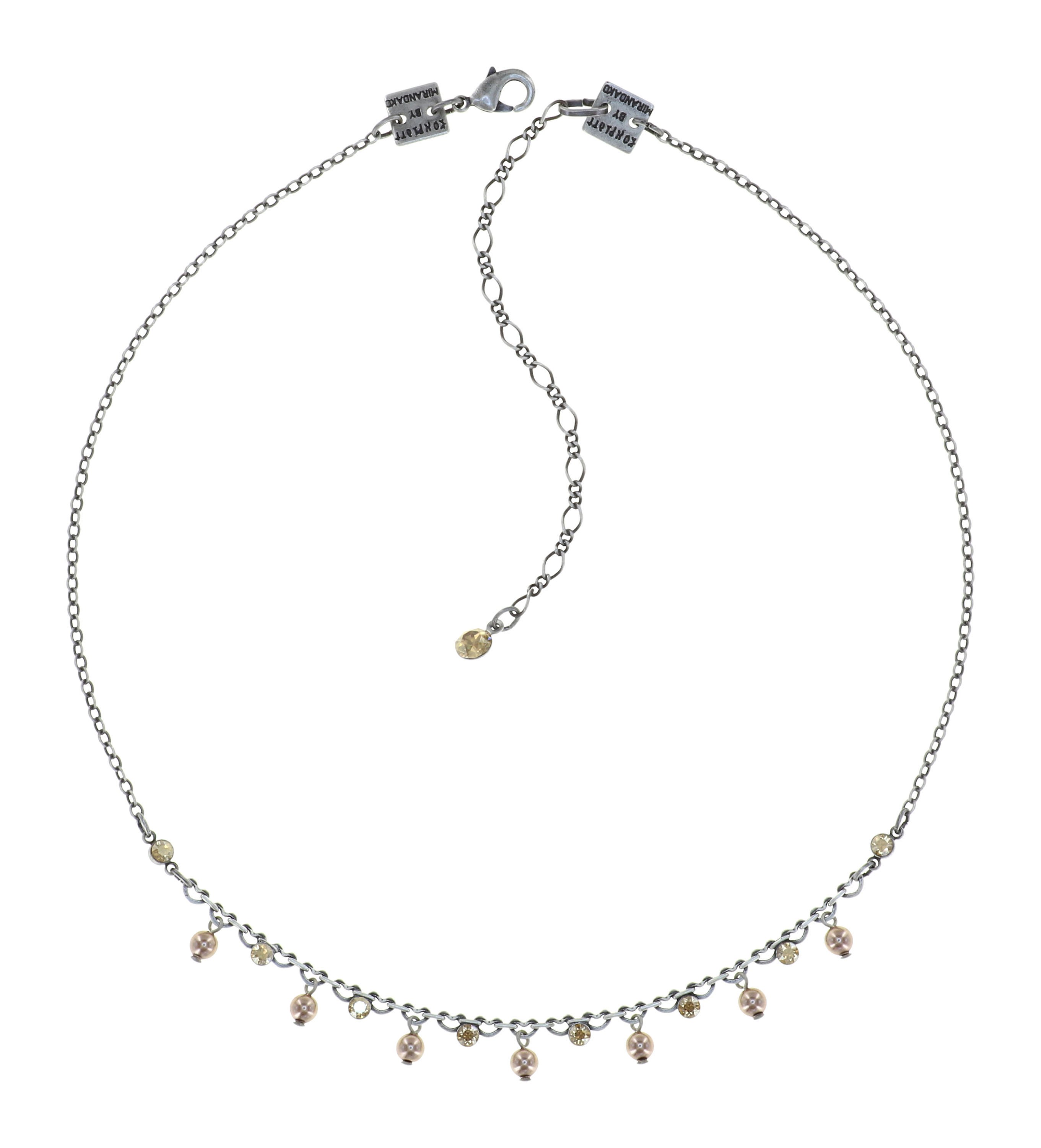 image for Necklace Pearl Shadow Beige crystal golden shadow 