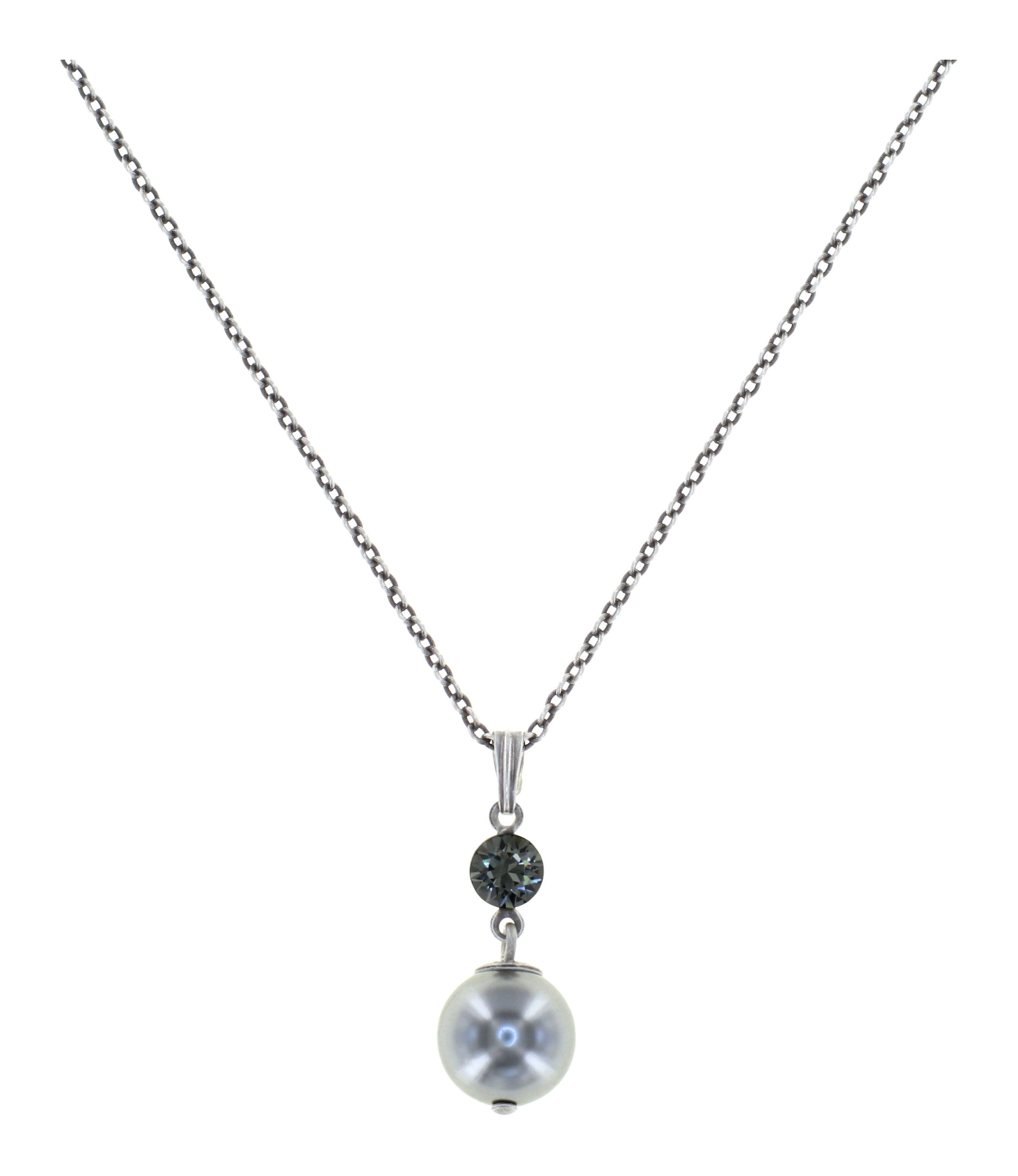 Bild für Halskette mit Anhänger Pearl Shadow Grau Schwarzer Diamant 