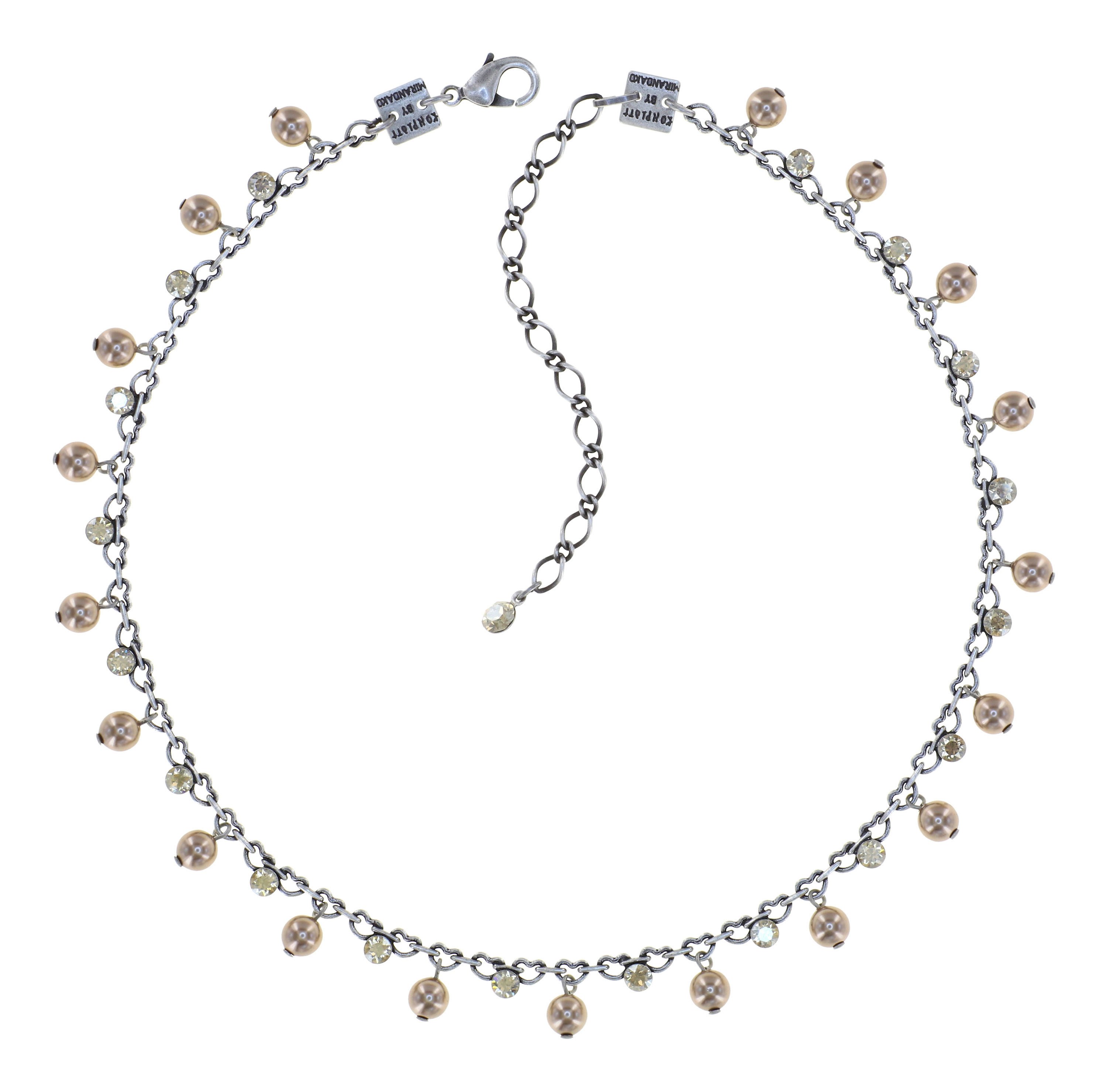 image for Necklace Pearl Shadow Beige crystal golden shadow 