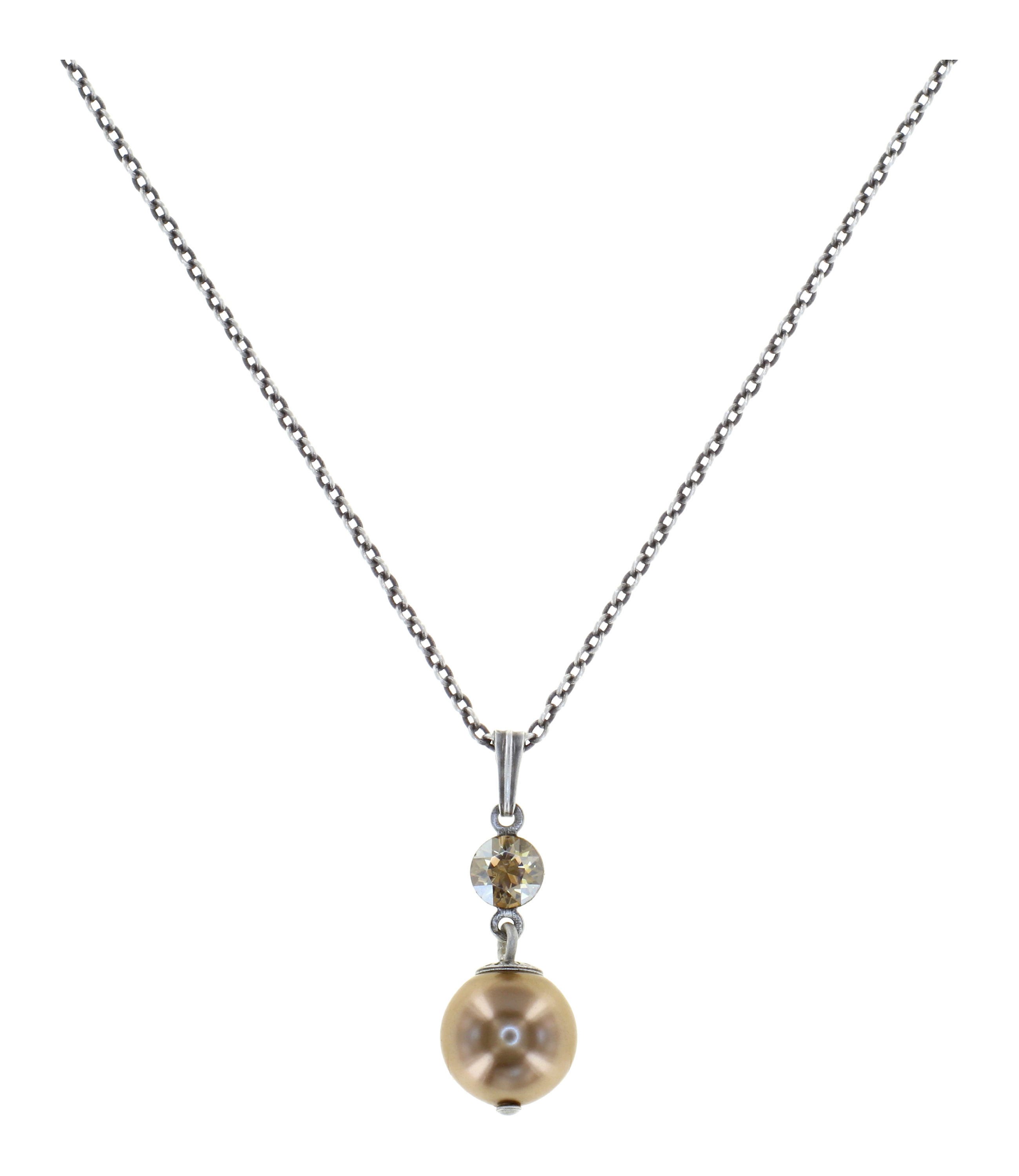 image pour Collier pendant Pearl Shadow Beige crystal golden shadow 