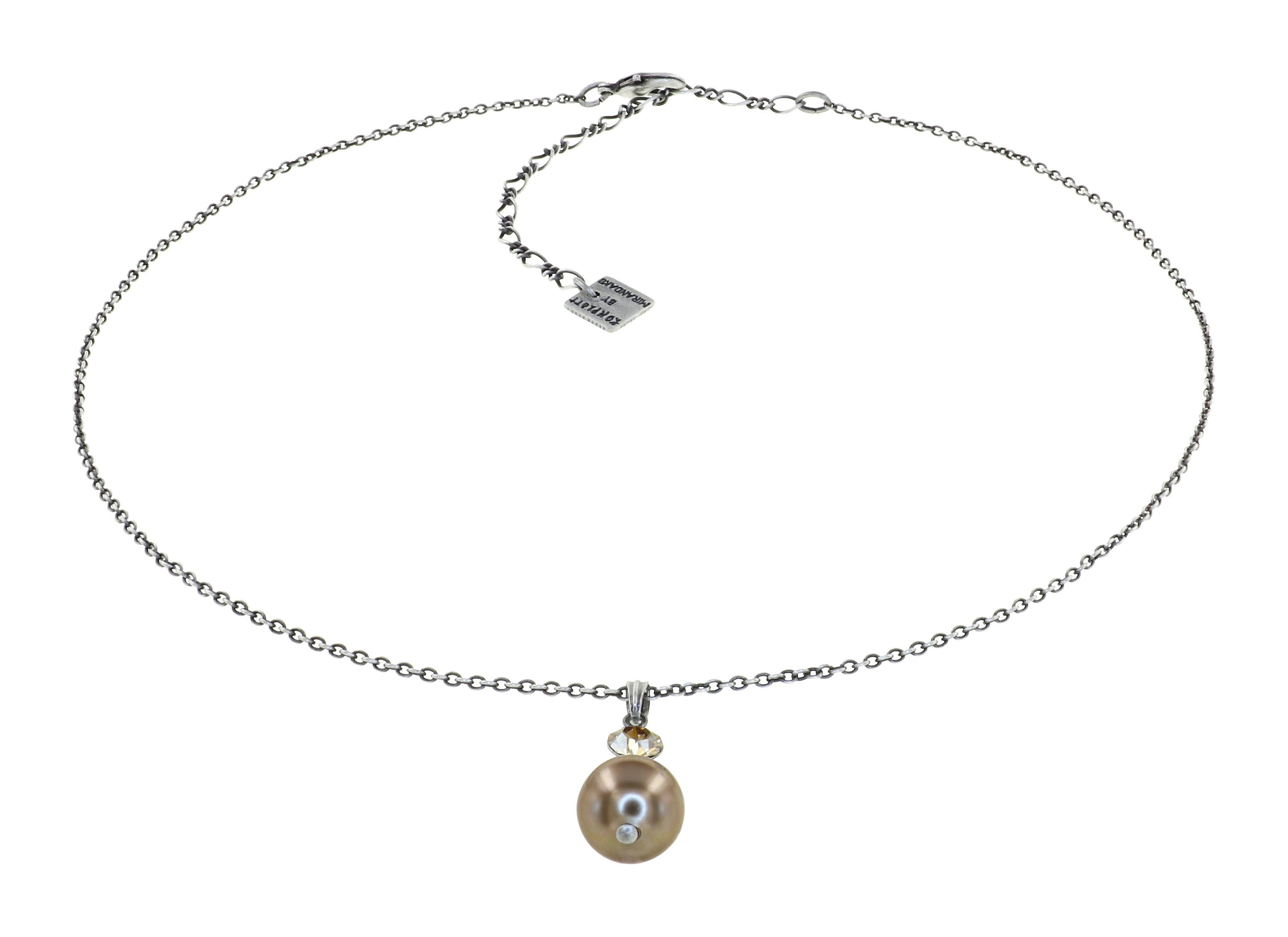 Bild für Halskette mit Anhänger Pearl Shadow Beige Kristall goldener Schatten 