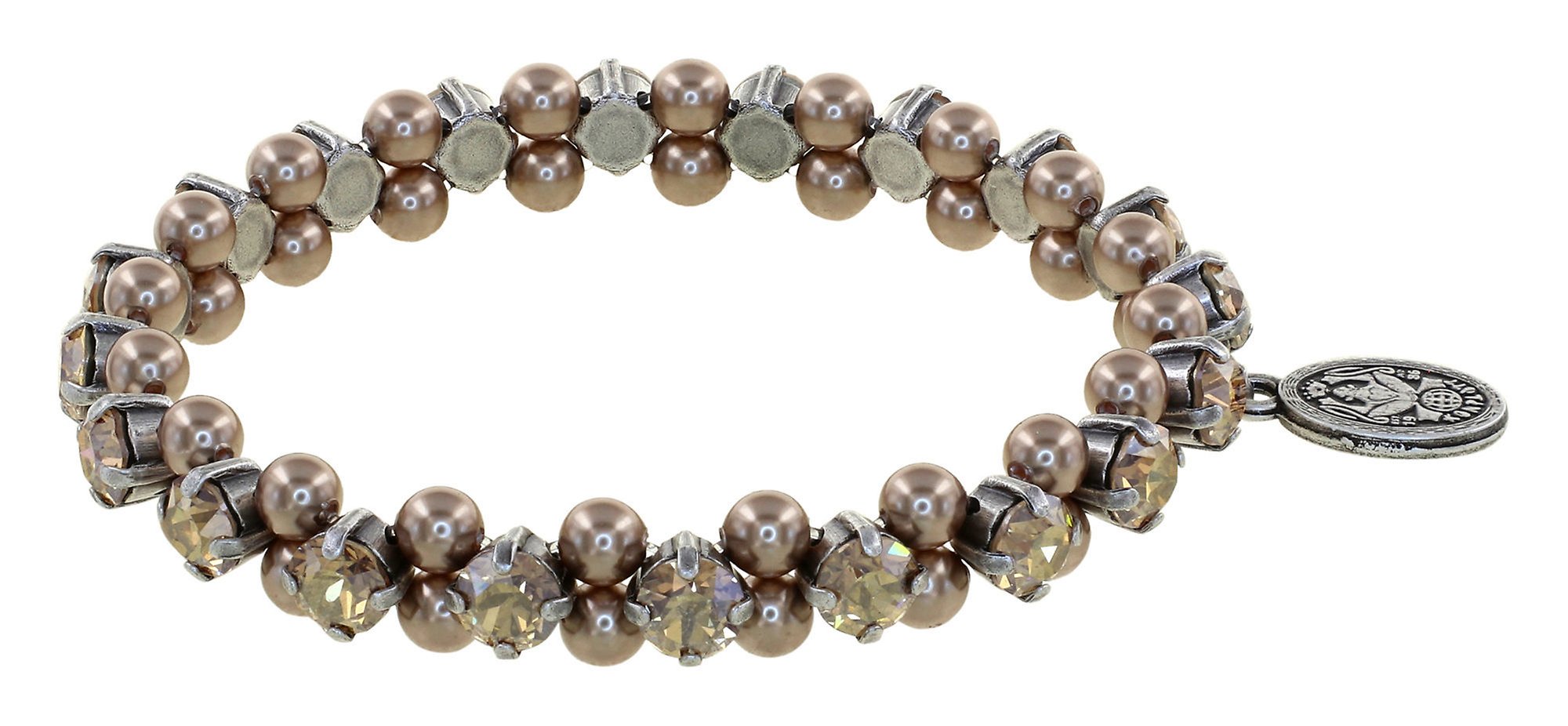 image pour Bracelet élastique Pearl Shadow Beige crystal golden shadow Big
