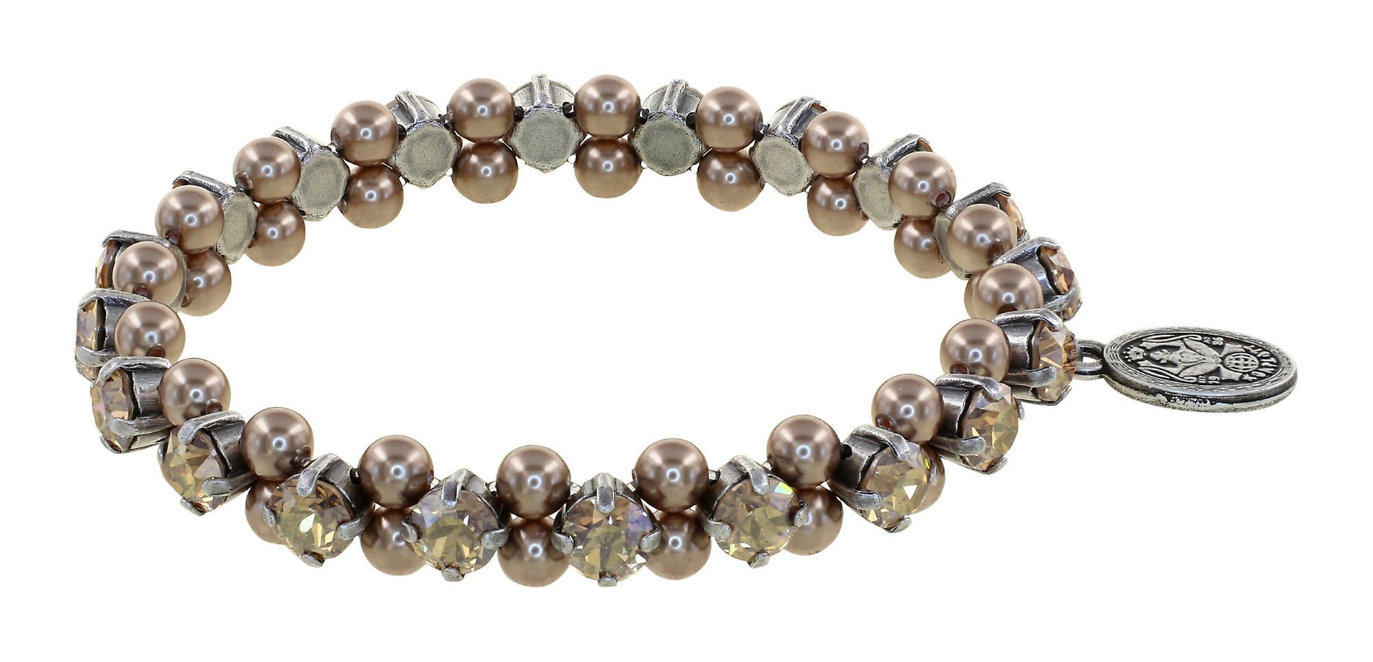 image pour Bracelet élastique Pearl Shadow Beige crystal golden shadow medium