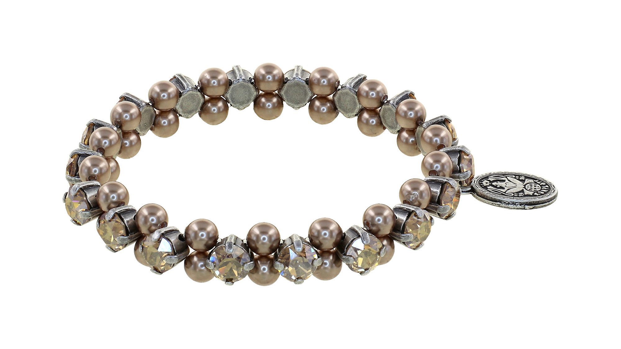 image pour Bracelet élastique Pearl Shadow Beige crystal golden shadow small