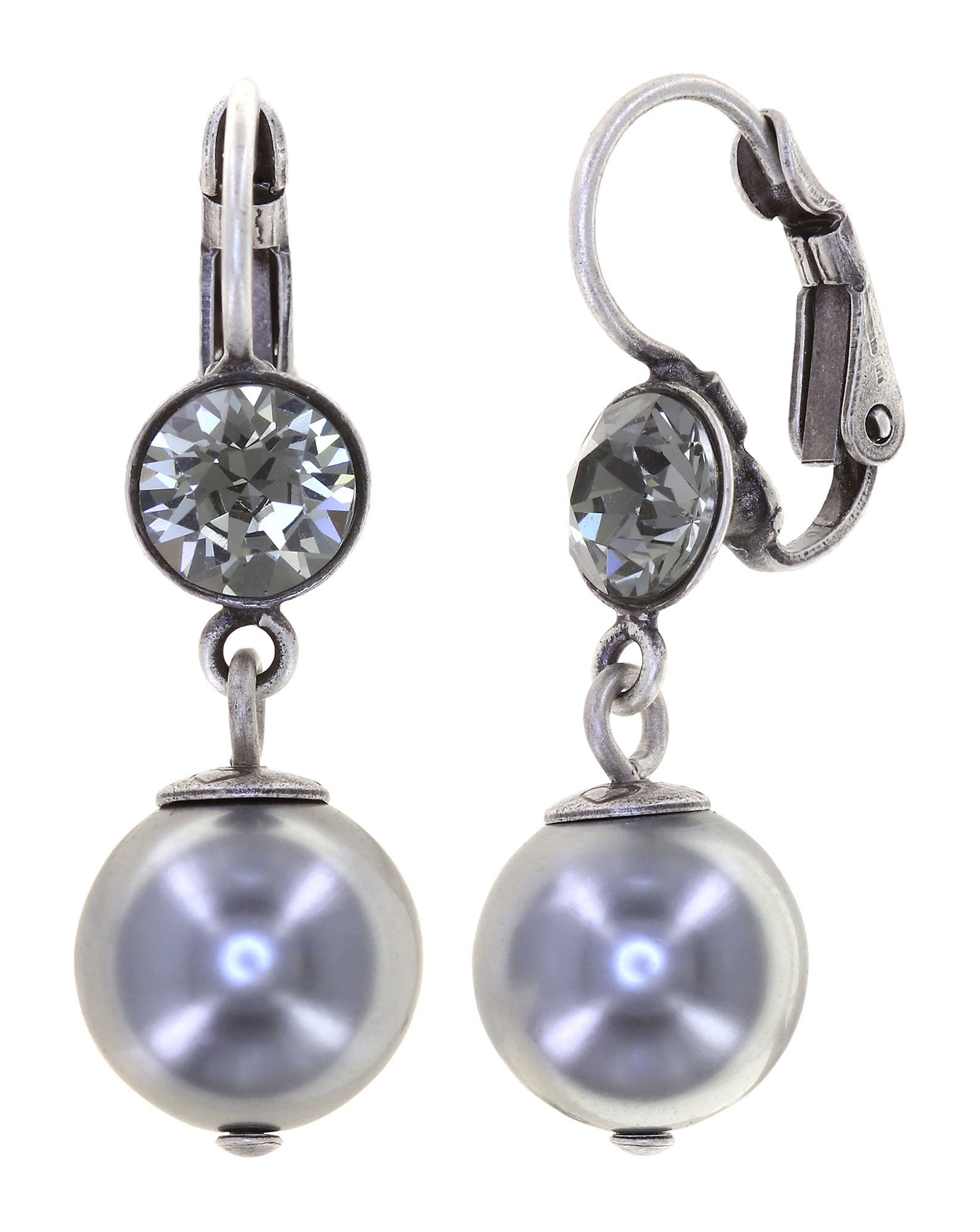 image pour Boucles d'oreilles Eurowire pendantes Pearl Shadow Gris black diamond 